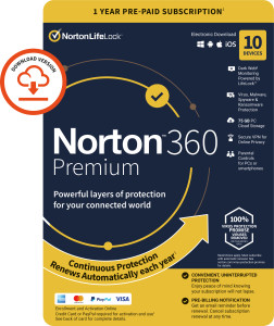 Symantec, Norton 360 PREM 75GB 10 Device 12MO KEY