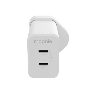 Mophie, Wall Adapter-USB-C-DUAL-45W-GAN-White