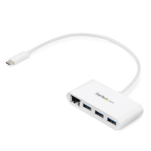 Startech, 3 Port USB 3.0 Hub GbE - USB-C - White