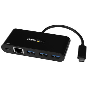 Startech, 3 Port USB C Hub w/ GbE & PD - USB 3.0