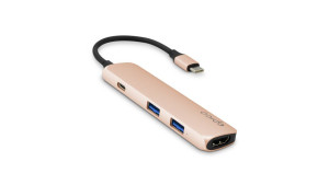 Epico, USB-C 6in1 Hub 4k HDMI - Gold/Black