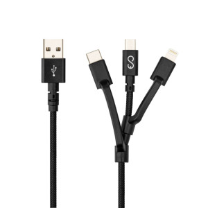 USB-A To 3in1 Cable 1.2m - Black