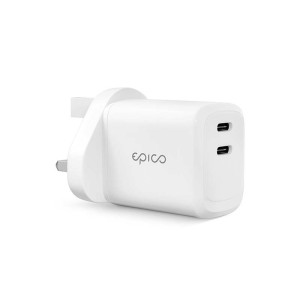 Epico, 45w Dual USB-C UK Plug - White