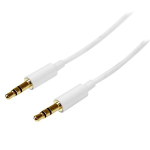 2m White Slim Stereo Audio Cable