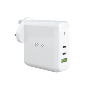 Epico, 100w GAN USB-C X 2 USB-A UK Plug - White