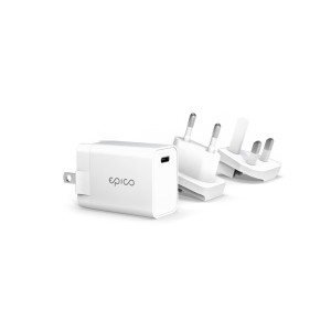 Epico, 20W PD Chargerwith Changeable Plug White