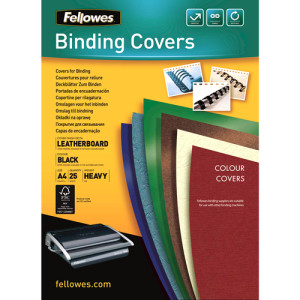 Fellowes, A4 Leatherboard Cover Black 25PK (FSC)