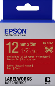 Epson, Gold on Red Satin Ribbon 12mm x 5m