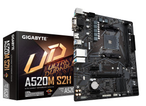 Gigabyte, MB AMD AM4 A520 A520M S2H DDR4  M-ATX