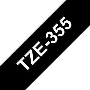 Brother, TZE355 24mm White On Black Label Tape
