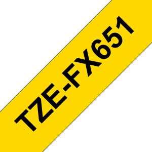 Brother, TZEFX651 24mm Black On Yellow Label Tape