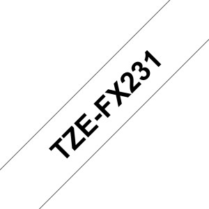 Brother, TZEFX231 Black On White Flexi Label Tape