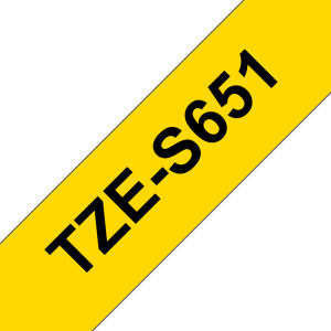 Brother, TZES651 Black On Yellow Strong Label Tap