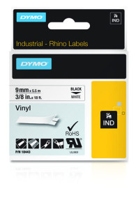 Dymo, Rhino Indust Vinyl Tape 9mmX5.5m Bk