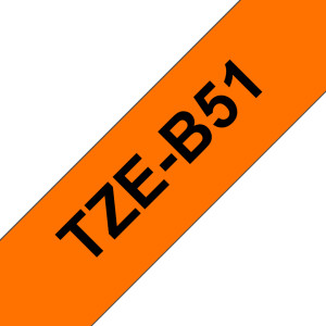 Brother, TZEB51 24mm Black On Orange Label Tape