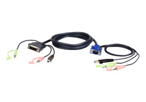 Aten, 1.8M USB VGA to DVI-A KVM Cable Audio