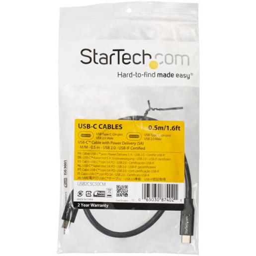 Cable USB C w/ 5A PD USB 2.0-0.5m