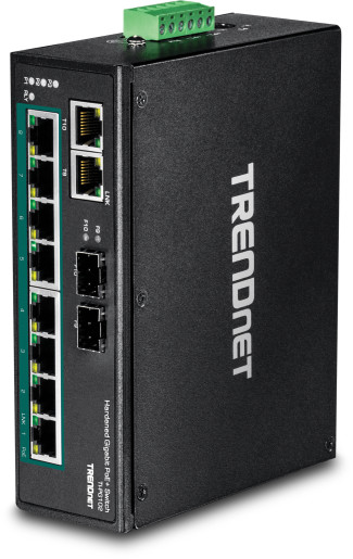 10-Port Hard Indus Gig PoE+ DINR Switch