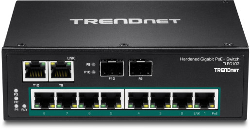 10-Port Hard Indus Gig PoE+ DINR Switch