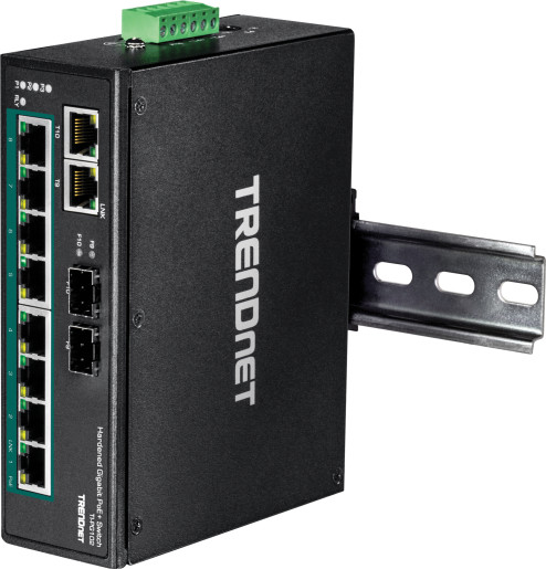 10-Port Hard Indus Gig PoE+ DINR Switch