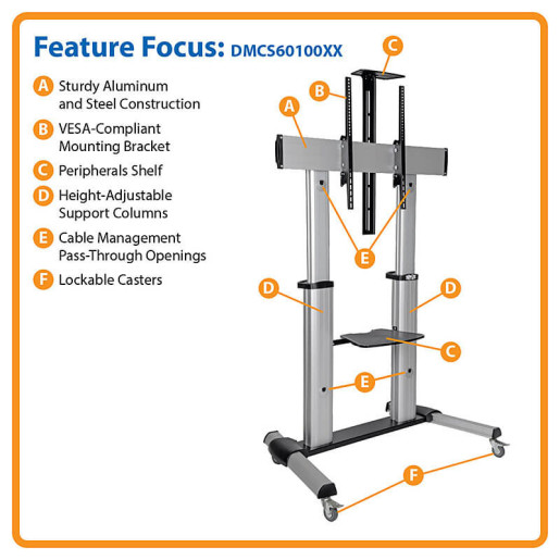 Mobile TV Floor Stand Cart LCD 60-100in