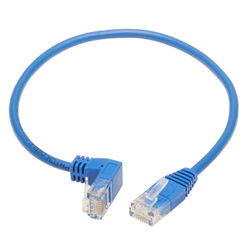 Cat6 Down Right Angle Slim UTP Blue 0.3M