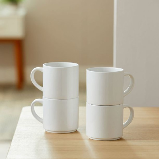 10 Oz Stack Ceramic Mug Blanks White (4)
