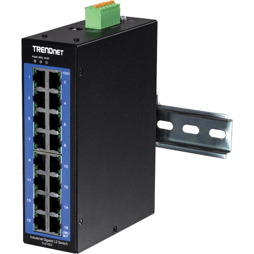 16-Port Industrial L2 DIN-Rail Switch