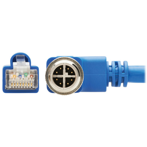 M12 Cat6a Ethernet Cable Blue 5 m
